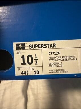 adidas Blue Shoe Box Label with White Label